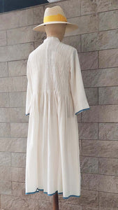 ITR/Ivory Pleated Cotton Dress - OBEIOBEI