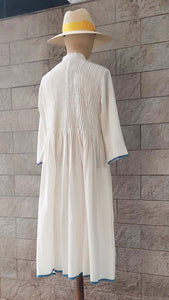 ITR/Ivory Pleated Cotton Dress - OBEIOBEI