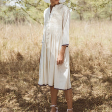 Load image into Gallery viewer, ITR/Ivory Pleated Cotton Dress - OBEIOBEI