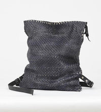 Load image into Gallery viewer, Delle Cose/Grey black leather woven backpack - OBEIOBEI