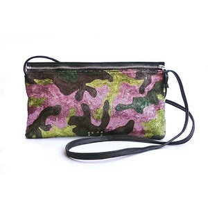 Delle Cose/Two-way flat clutch (Camouflage Sequin/Black) - OBEIOBEI