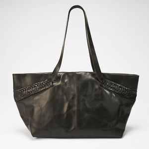 Delle Cose/Black brown shinning horse large tote - OBEIOBEI