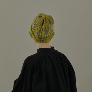 日本設計師帽款/Grey-Yellow Knitting Cap - OBEIOBEI
